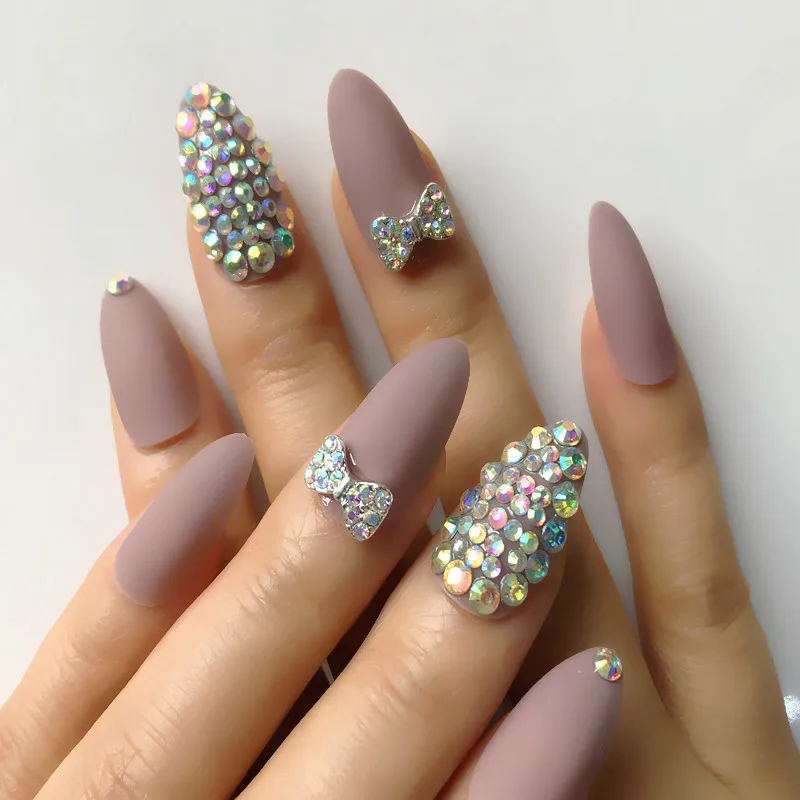 24 шт. матовые накладные ногти на шпильке акриловые УФ-гели цвета хаки для