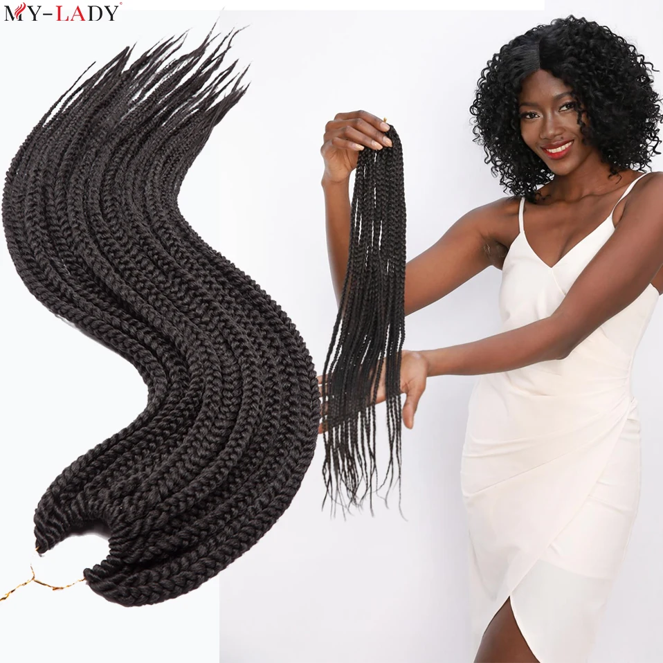 

My-Lady Synthetic Ombre Afro Crochet Hair Box Braids 26Inch Long Black Braiding Hair 24Strands Crochet Hair For African Braids