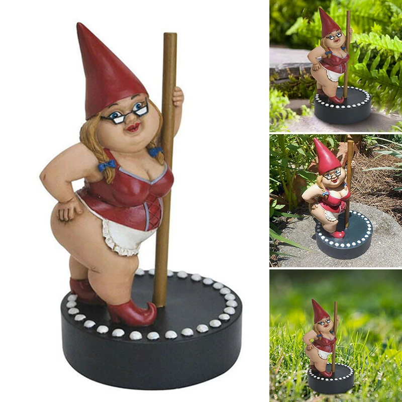 

Garden Pole Dancing Gnome Resin Gnome Statue Indoor/Outdoor Sculpture for Patio Yard or Lawn 17cm MDJ998