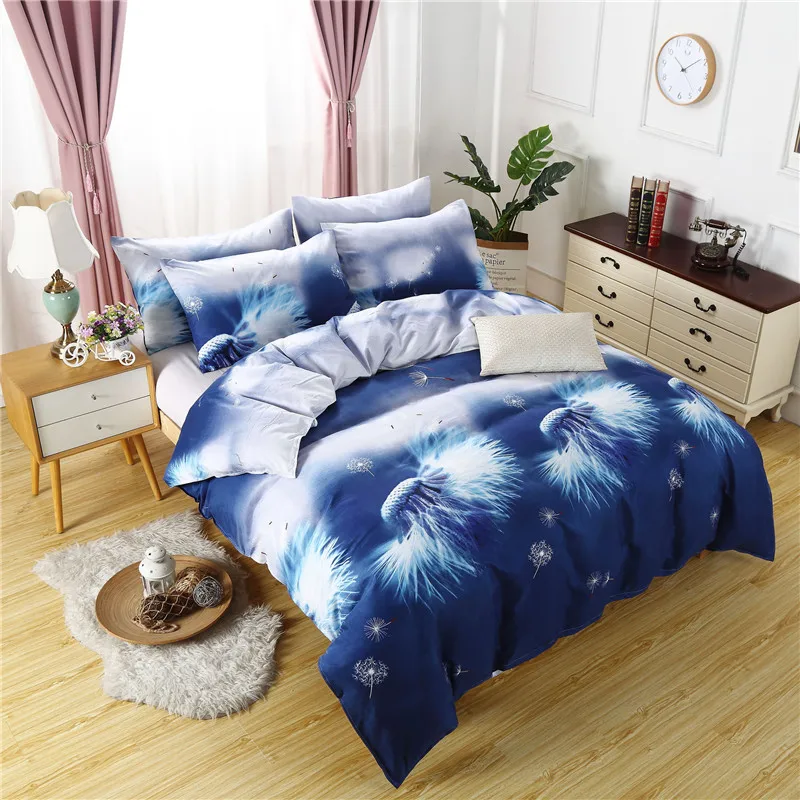 Комплект постельного белья из 3 предметов с цветочным принтом и