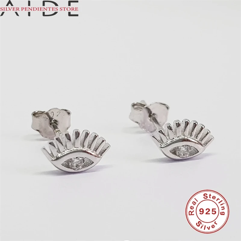 

AIDE Pendientes Plata 925 Sterling Silver Minimalist Stud Earring For Woman Fine Jewelry Wedding Anniversary Piercing Earrings