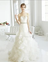 free shipping new fashion 2016 elegant vintage beading white lace organza wedding dresses with crystal jacket bridal belt gowns