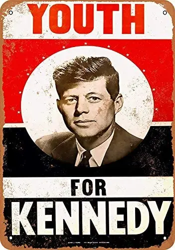 

12 x 16 Aluminum Metal Sign - Vintage Look 1960 Youth for Kennedy