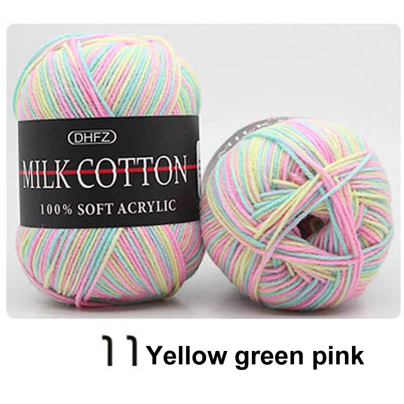 yellow green pink 18 цветов, ручная вязка, молочный мягкий хлопок, шерсть, пряжа для детей, двойная вязка, вязаный крючком свитер, шарф, шапка, ручная вязка, пряжа - Цвет: yellow green pink