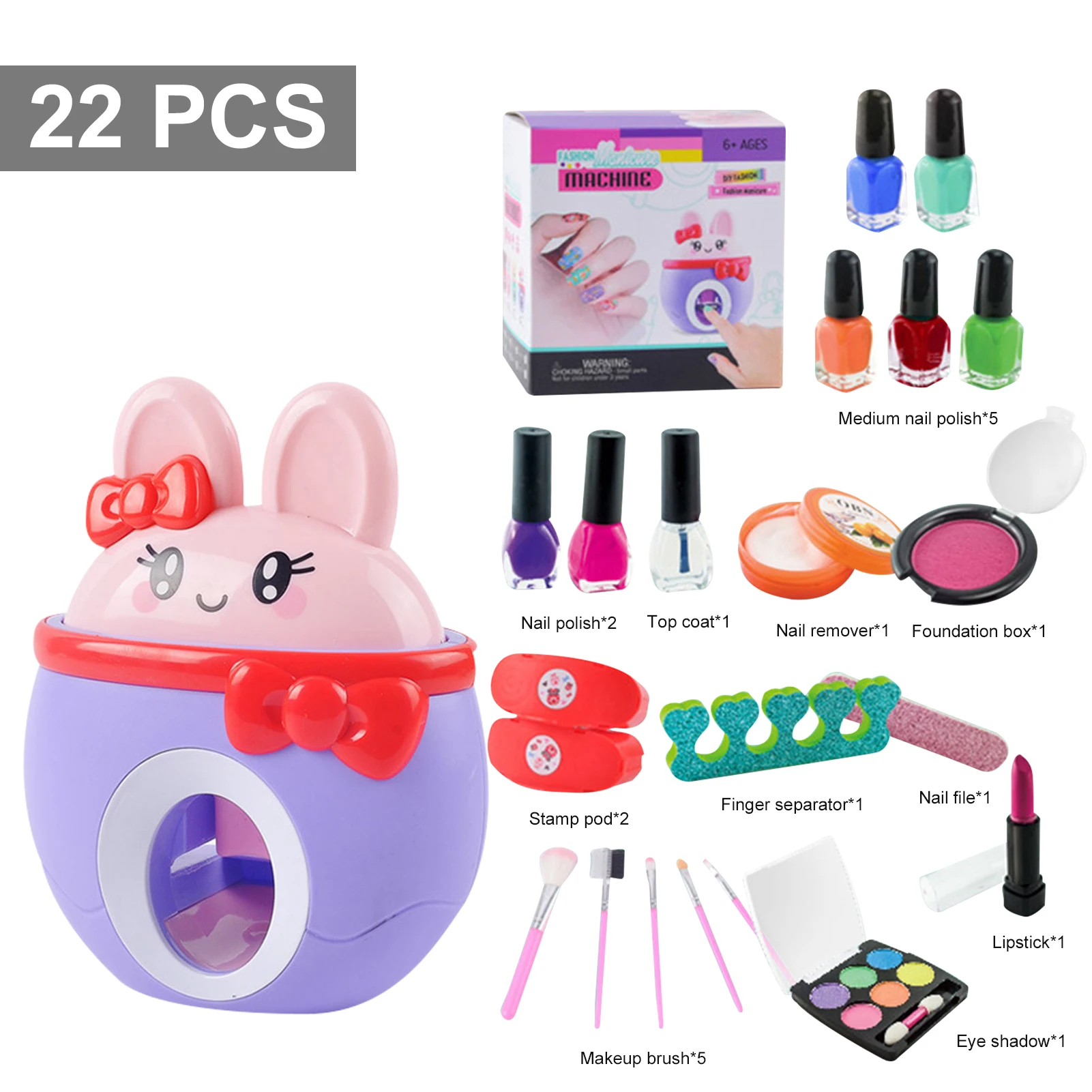 22Pcs/set Makeup Toys Kids Nail Art Kit Cute Pretend Play Set Stamper Perfect Gift For Girls Education | Красота и здоровье