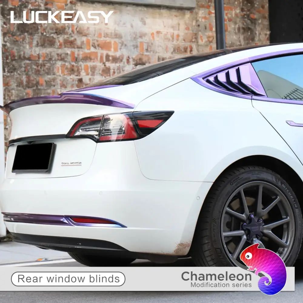 

LUCKEASY для Tesla Model 3 Внешняя модификация ABS автомобильные задние дверные жалюзи декоративная наклейка модель 3 2017-2022 Звездный хамелеон