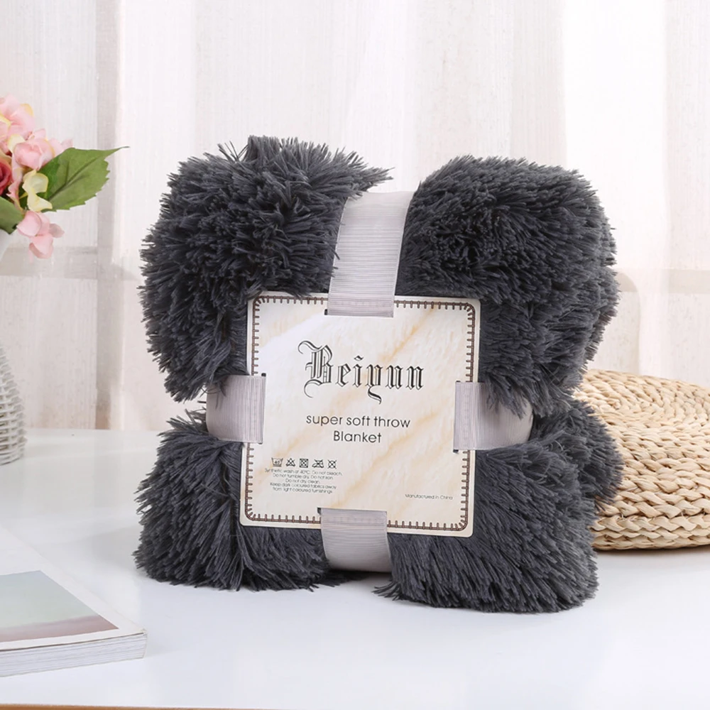 G Супер Мягкий Лохматый мех Двухслойное плюшевое одеяло пушистый уютный с пушистой шерпа кровать Коралловое одеяло 160x200 см плед - Цвет: G