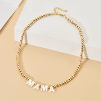 zmzy luxury choker gold color beads necklace new style shell letter mama necklace for women bohemian jewelry gifts