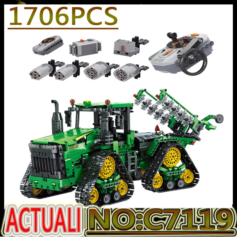 

Лидер продаж 7119, высокотехнологичные трековые тракторы Seris, строительные блоки, кирпичи, модель 1:18, наборы с дистанционным управлением, игру...