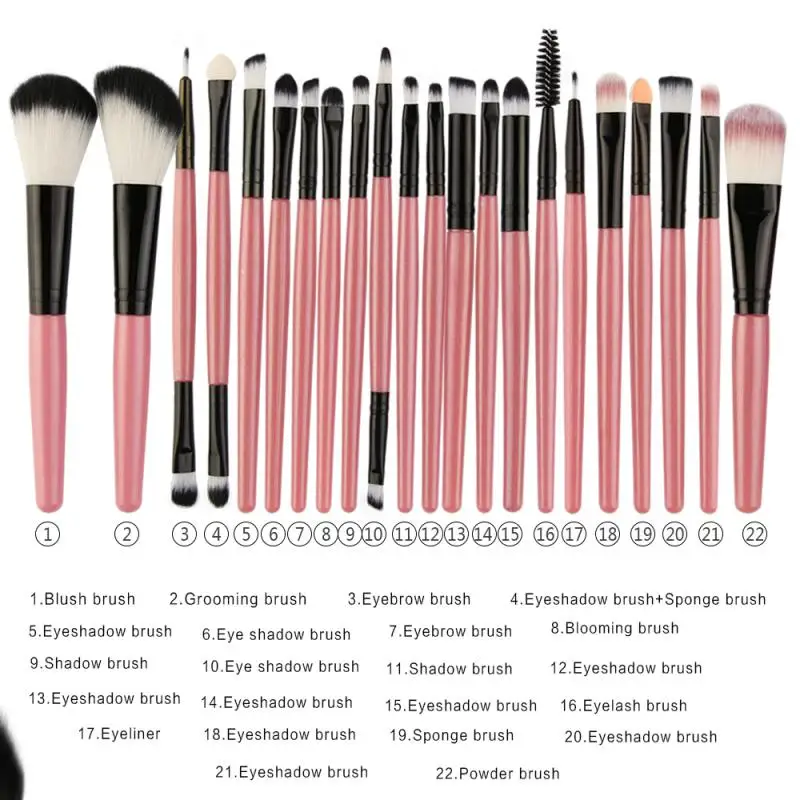 22pcs Makeup Brushes Set Professional Eyebrow Eyeliner Eye Brusher Powder Brush Multifunctional Cosmetic Beauty Tool Multi-color
