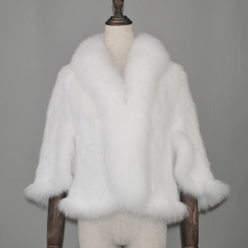 Лидер продаж 2020 натуральный мех норки Пашмина Женское зимнее пончо из