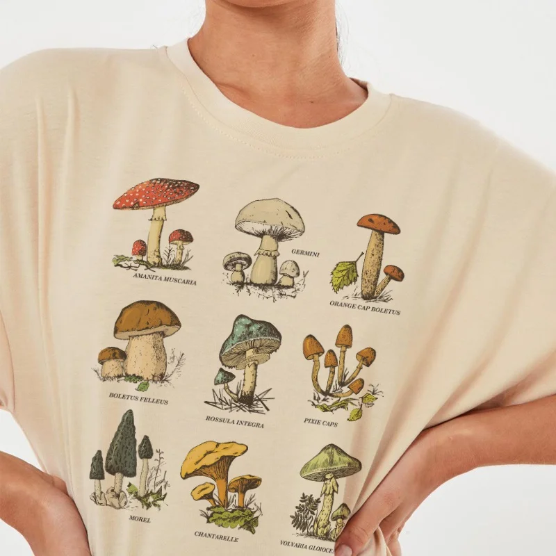 hahayule-JBH Mushroom Vintage Illustration Tshirt ,Mycology T Shirt ,Vintage Nature Shirt ,For Men For Women ,Historical Fungi