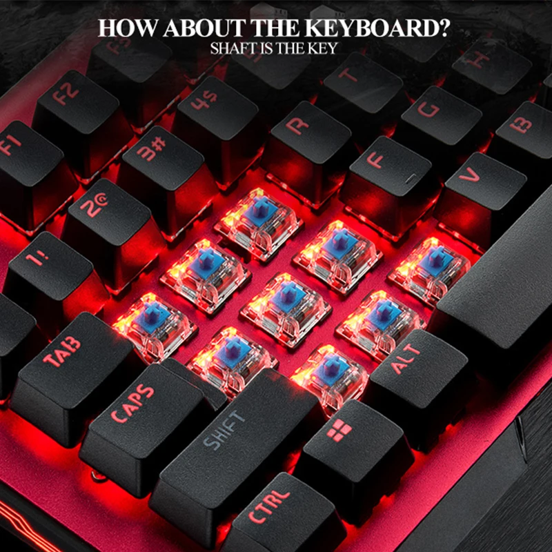 Механическая игровая клавиатура с 104 клавишами черный и синий переключатель RGB