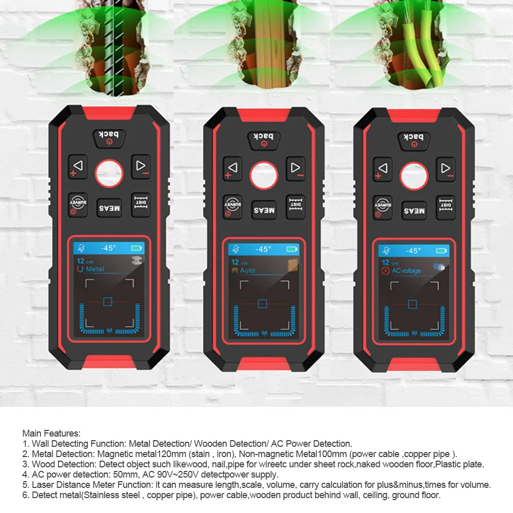 noyafa nf 518s metal detector wiring laserdistance meter rangefinder wall scanner wire cable metal stud wood finder digital tape free global shipping