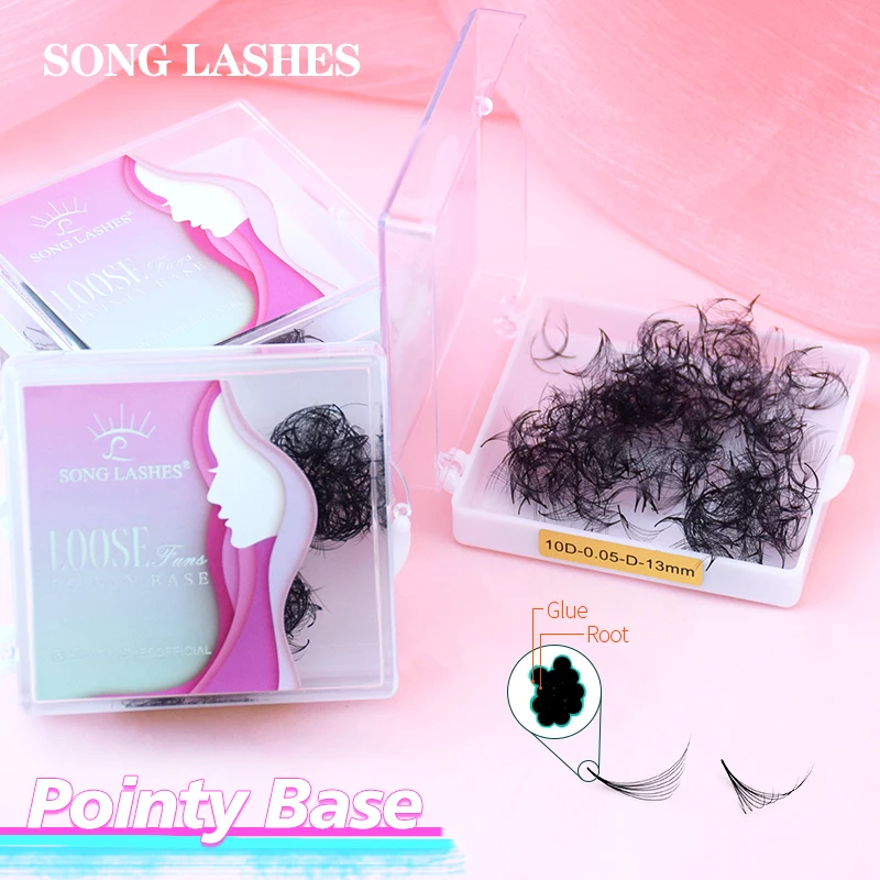 SONG LASHES 3D to 16D Fans Sharp Slim Narrow Stem Premade Volume Fans Loose Thin Pointy Base Russia Volume Eyelashes Extensions