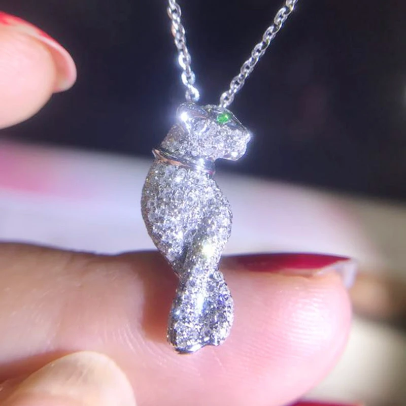 Женское Ожерелье с леопардовым принтом длинная цепочка зелеными глазами|ribbon