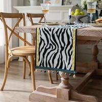 new chenille zebra pattern table runner beads tablecloth tv cabinet home decor table cover table cloth for wedding dining towel