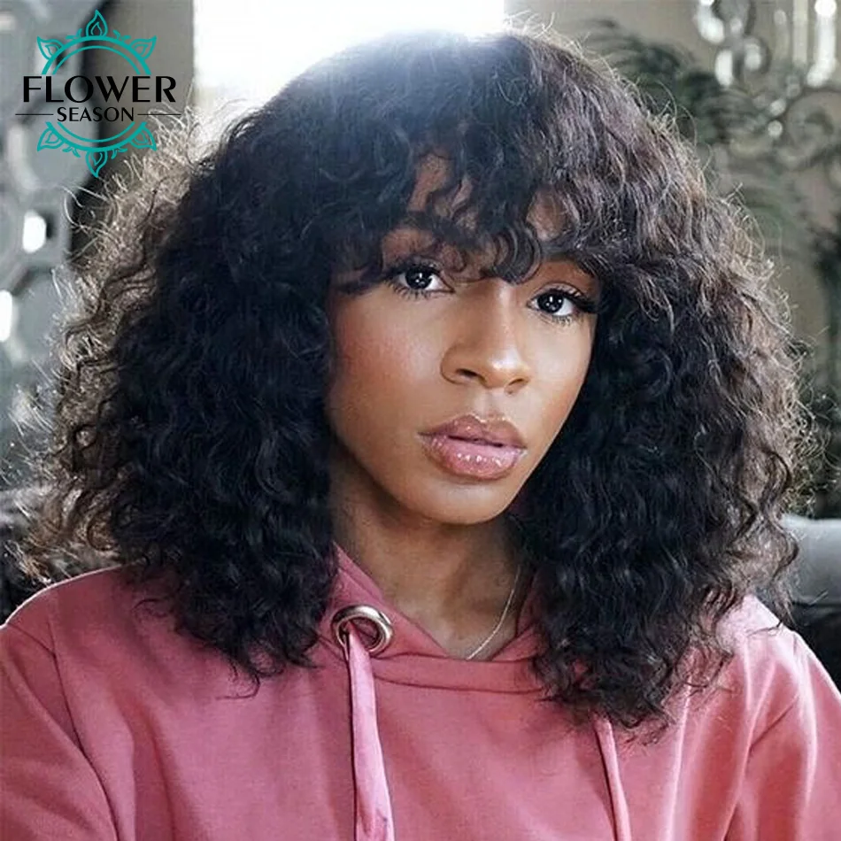 

Парик для женщин, кудрявый парик с челкой, бразильский парик с челкой