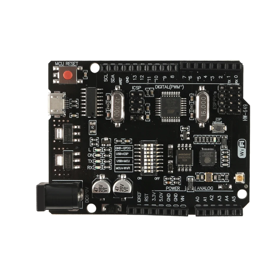 UNO R3 на базе Wi-Fi ATmega328P + ESP8266 (32Мб оперативной памяти) USB-TTL CH340G для Arduino Uno - купить по