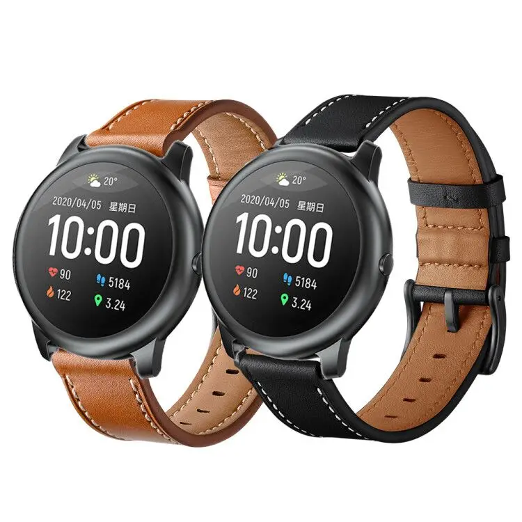 Браслет наручного ремешка из натуральной кожи для замены ремешка часов Haylou Solar LS05, аксессуары на.