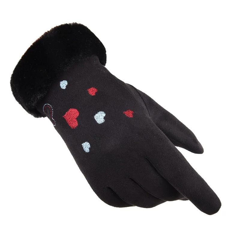 

New Winter Gloves Warming Fur Thickened Five-fingered Touch Screen Imitated Rex Rabbit Hair Touch Screen Warming Gloves