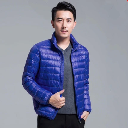 Royal blue Брендовая осенне-зимняя легкая пуховая куртка мужская мода с капюшоном короткое большое ультратонкое легкое молодежное тонкое пальто 5XL - Цвет: Royal blue