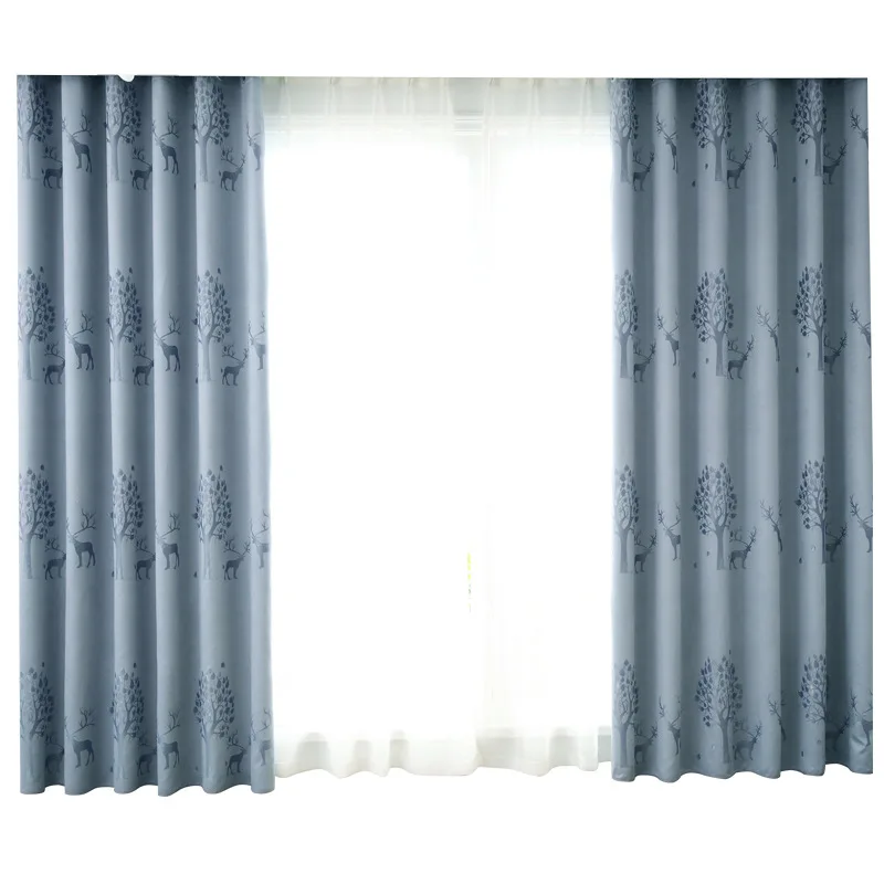 

2021 New Nordic Curtains for Living Room Restaurant Study Room Christmas Curtains for Bedroom Elk Shade