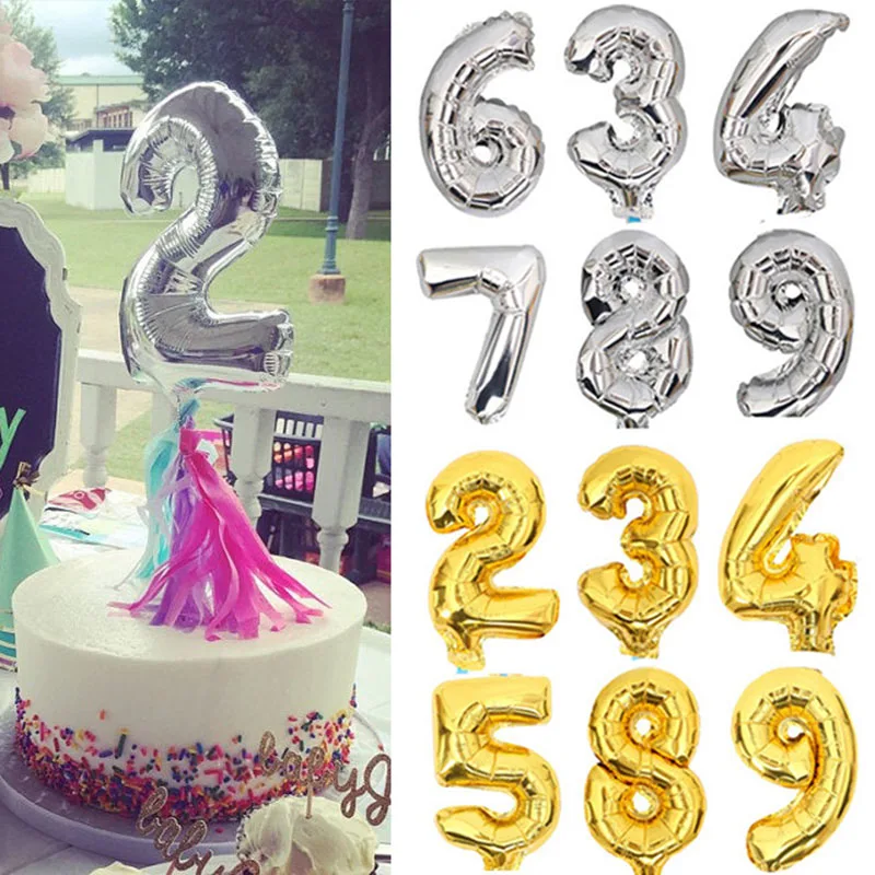 8 ''Золотое серебряное число шар торт Топпер с палочками номер стола фото