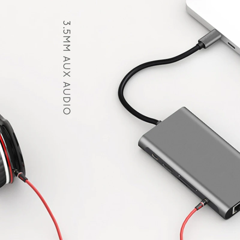 USB C 3 1 до 1000 м RJ45 концентратор адаптер 4K HDMI PD VGA 1080P 5 мм AUX аудио разъем Micro/SD слот