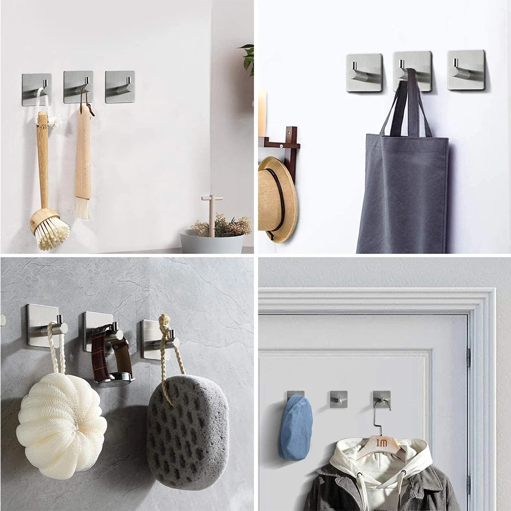 

TAICUTE Adhesive Wall Hook Stainless Steel Sticky Coat Hooks Bathroom Towel Hanger Holder Black