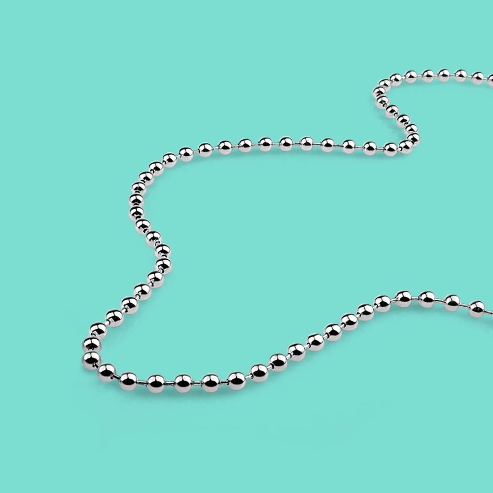

Simple 925 Sterling Silver Necklace Neutral Ball Necklace Popular Charm Jewelry Solid Silver Necklace 61cm Size Free Shipping