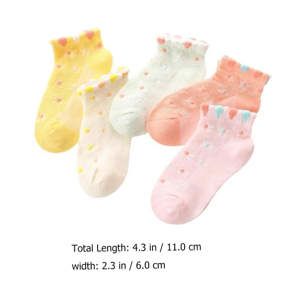 

5 Pairs Cartoon Children Socks Non-skid Boat Socks Ankle Socks Mesh Socks