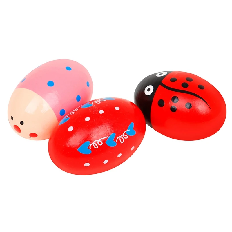 

6Pack Funky Egg Shakers Maracas for Kids Natural Wooden Musical Toy Percussion Instruments for Girls Boys