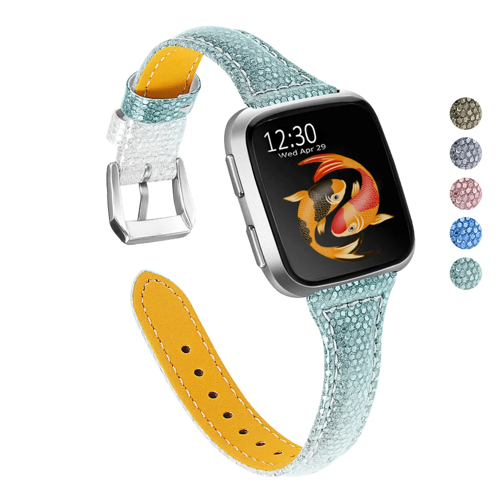 Цветной кожаный ремешок с градиентом для фитнес-браслета Fitbit Versa / 2 Lite SE | Наручные