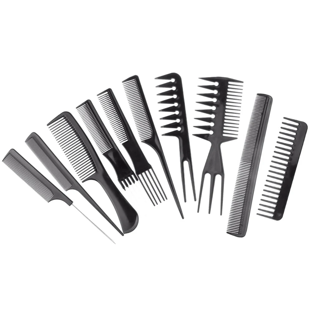 

Black Ten-piece Set Of Environmentally Friendly Plastic Comb, Anti-static Hairdressing Comb, Beauty Tool, Massage Comb