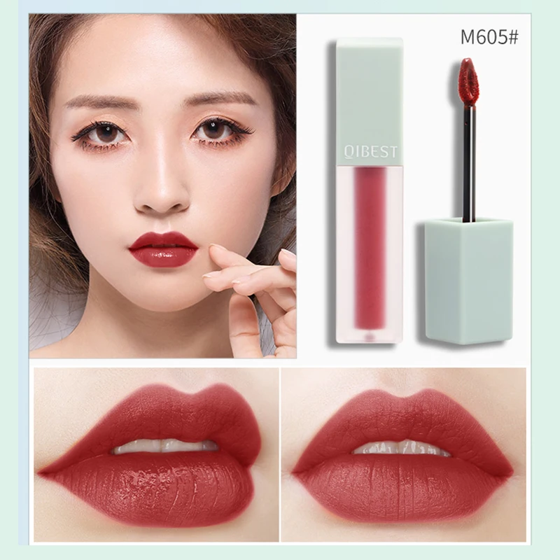 Qibest матовая помада блеск для губ Водонепроницаемый красный косметика Длительное