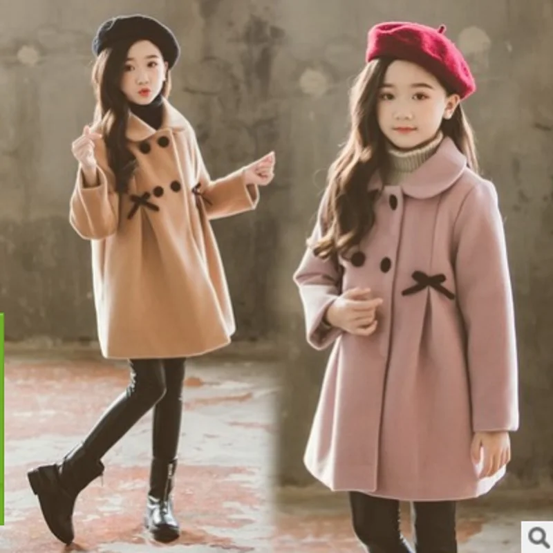 

Girls Mylon Coat 2021 Winter Children's Indeviduality Coat Children Fashion Kids Long Sleeve Coat 2 Solid Colors Size4-14 ly026