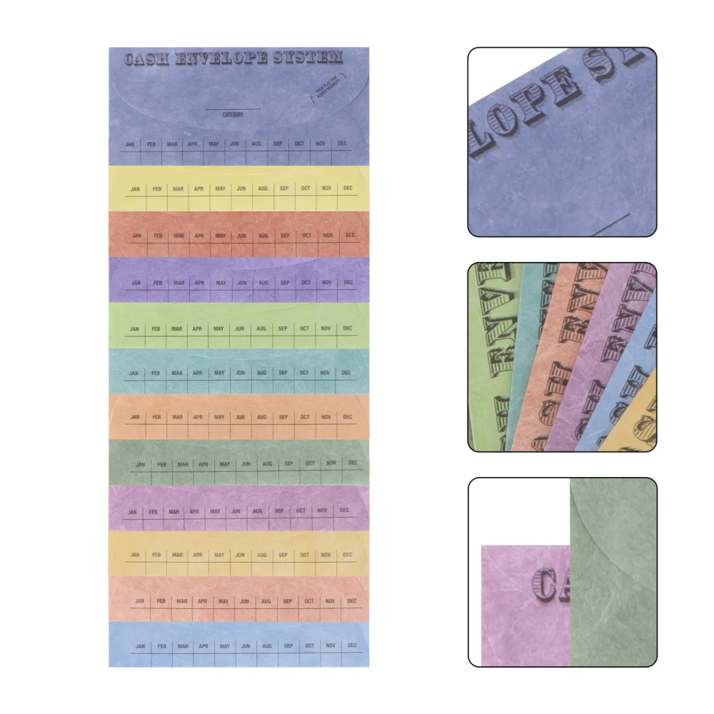 

12pcs Cash Envelopes Assorted Money Saving System Budget Envelopes Wallet Spend Plan Sheets with Detector Pen