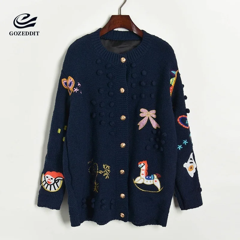 Gozeddit Роскошные Дизайнерские вязаные свитера с рисунком троянского коня бабочки