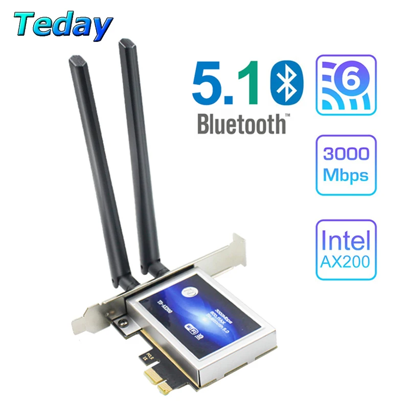 3000 Мбит/с Wifi 6 Intel AX200 PCIe Беспроводной Wi Fi адаптер для ПК AX200NGW карта 2 4G/5 ГГц 802.11AX/AC