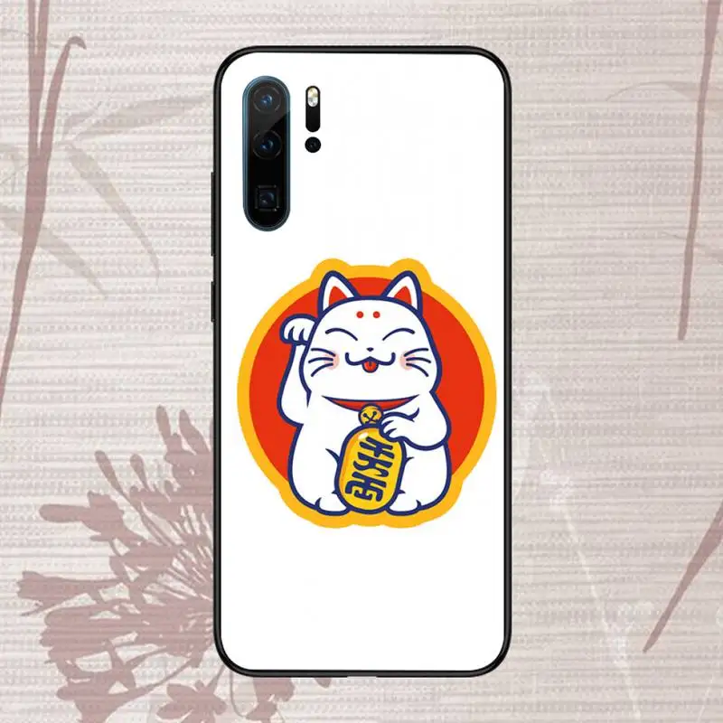 

Cherry Blossom Lucky Cat Phone Case For Huawei honor Mate P 9 10 20 30 40 Pro 10i 7 8 a x Lite nova 5t