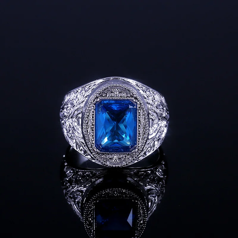 Huitan винтажные вечерние кольцо для женщин с солитерами темно синий кубический