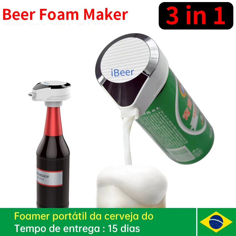 IBeer-Espumador de cerveza port&aacute;til, 3 en 1, f&aacute;cil de desmontar, uso especial, abridor de botellas y enlatados-0