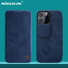 Flip Case For iPhone 13 Pro / 13 Pro Max Nillkin Qin Leather Flip Cover Slide Camera Lens Protection For iPhone13 Book Case