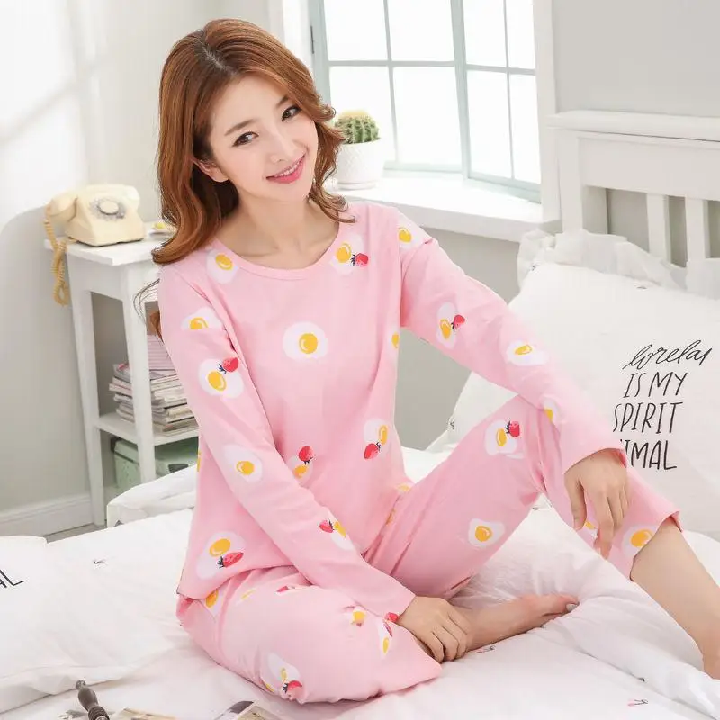 

Womens Pajamas Set Autumn Winter Thicken Cotton Pyjamas Women Cartoon Pijama Pattern Pajamas Set Thin Pijama Mujer Sleepwear