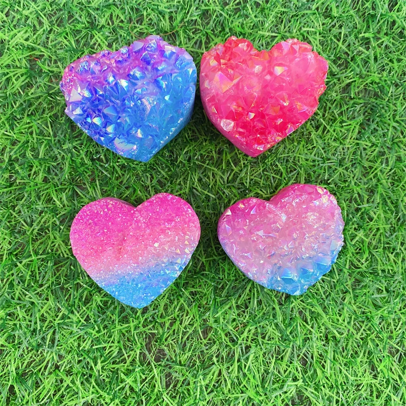 Хит продаж кристаллы Aura кластеры в форме сердца различные для украшения SYY | Дом и