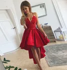 Красные кружевные платья для встречи выпускников 2022 пикантные на бретелях с глубоким V-образным вырезом Длинные ниже колена искусственные платья для младенцев