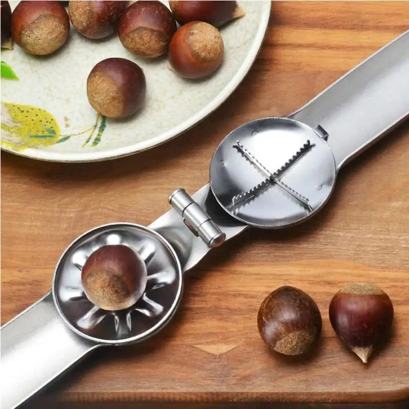 stainless steel 2 in 1 quick chestnut clip walnut pliers metal nutcracker sheller nut opener kitchen tools cutter gadgets free global shipping