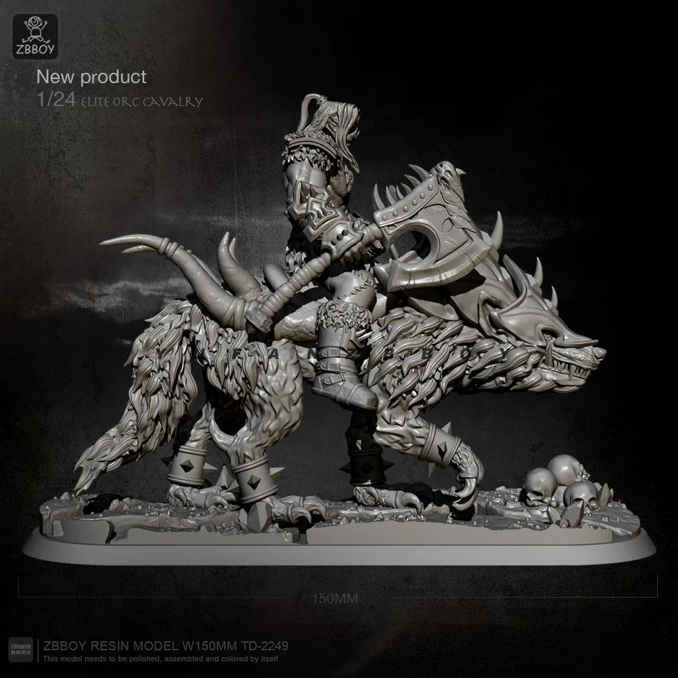 1/24 W150mm Resin Model Kits Blue Wolf Orc Knight Self-assembled TD-2249 | Building