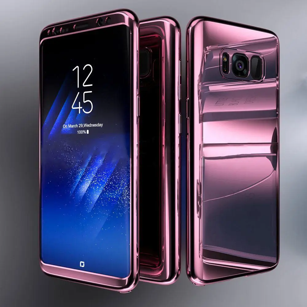 Rose gold Для samsung Galaxy S10 чехол S10E S9 S8 Plus покрытие глянцевое зеркало 360 Защитная крышка для экрана для samsung S7 edge Note 8 9 A5 - Цвет: Rose gold